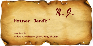 Metner Jenő névjegykártya
